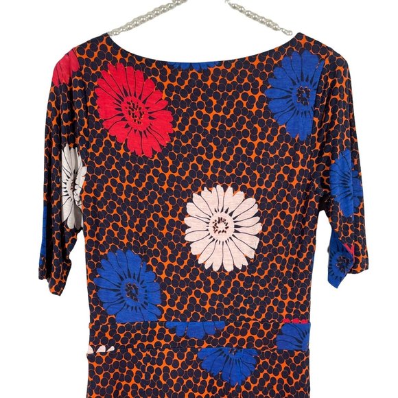 Boden Annie Floral Polka Dots Boat Neck 3/4 Short Knee Length Sheath Dress 4 - Picture 8 of 10